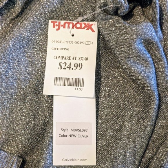 Calvin Klein Sparkly Glitter Silver Women's Turtleneck Sweater Size Large NWT - Picture 4 of 8